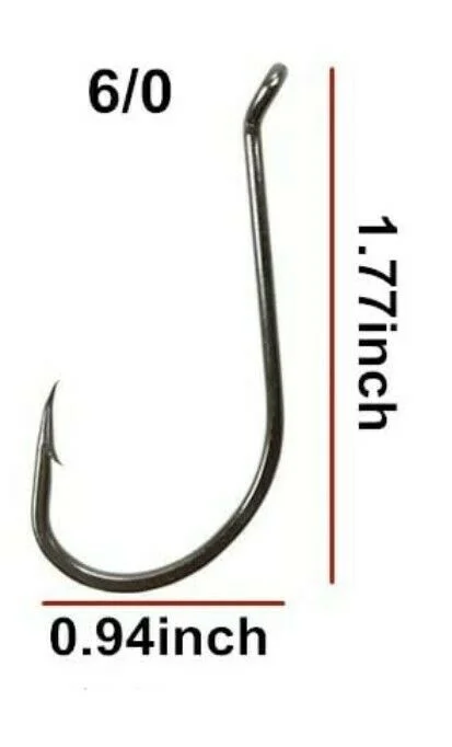 100 Octopus Beak Offset Fishing Hooks Black High Carbon Steel Fish Hook Size 6/0