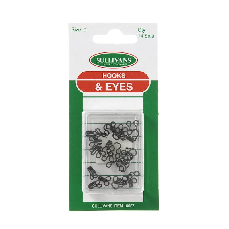 Sullivans Hooks & Eyes, Black- 14 Sets