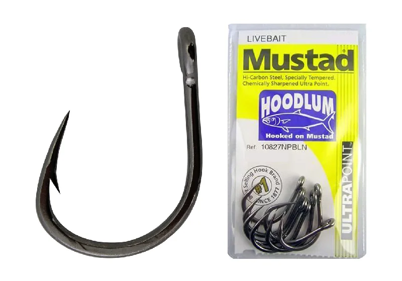 Mustad 10827NPBLN Hoodlum Live Bait 4x Strong Fishing Hooks