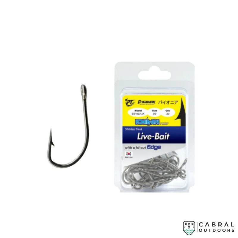 Pioneer Ichiban Live-Bait SS1920-2X Hi-Cut Edge Hooks | Size: 1/0-7/0