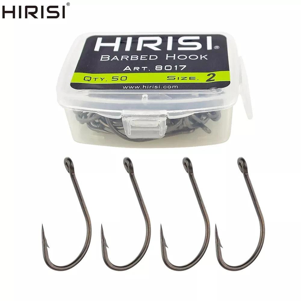 Hirisi 50 Pcs Carp Fishing Coating High Carbon Stainless Steel Barbed Hooks