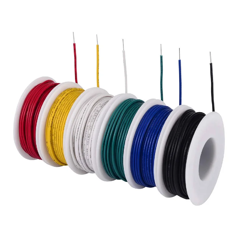 Altex Preferred MFG 6 Colored Rolls 30ft 22AWG Solid Core Copper Hookup Wire with PVC Jacket - Multi-Color