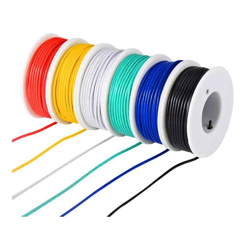 Altex Preferred MFG 6 Colored Rolls 30ft 22AWG Stranded Tinned Copper Hookup Wire with PVC Jacket - Multi-Color